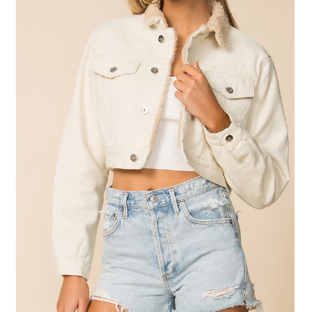 Superdown Madenna Cropped Sherpa Jacket (S,New)